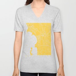 Burlington map yellow V Neck T Shirt