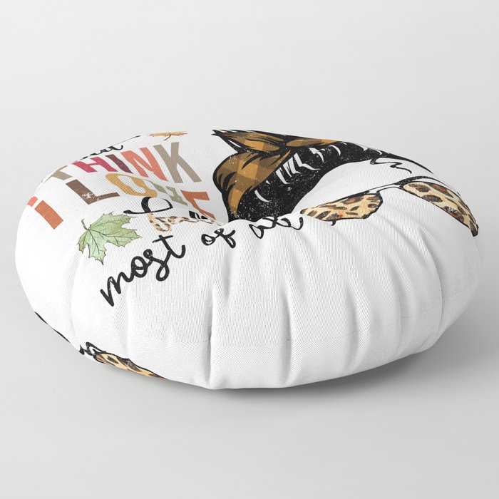 Love for fall messy bun leaves design Floor Pillow