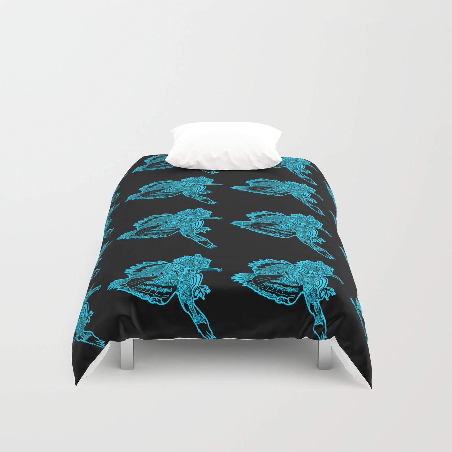 Gotcha Teal On Black Duvet Cover By Thelinetheory Society6