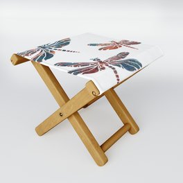 Minimalist Print - Rusted Dragonflies flying in Harmony Folding Stool