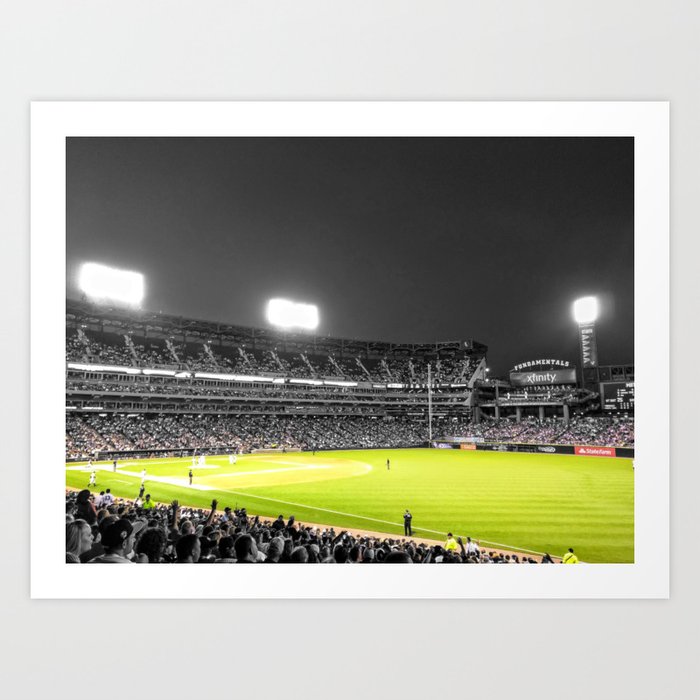 Chicago Baseball Stadium Photograph Color/Black & White Mashup Art Print