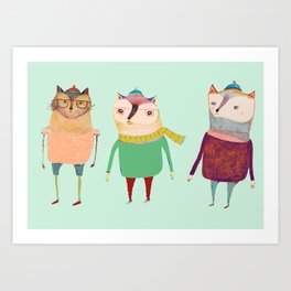 The Cats. Art Print | Funny, Illustration, Nature, Animal 