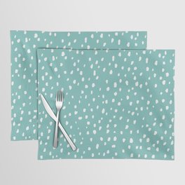 Speckle Polka Dot Pattern (white/robins egg blue) Placemat