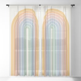 Gradient Arch XIII Retro Mid Century Modern Rainbow Sheer Curtain