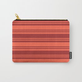 [ Thumbnail: Red and Brown Colored Striped Pattern Carry-All Pouch ]