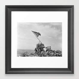 Raising the Flag on Iwo Jima - WW2 - 1945 Framed Art Print