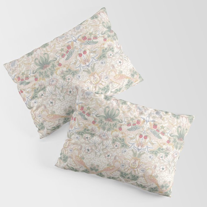 William Morris Vintage Strawberry Thief Soft Cream Pattern Pillow Sham