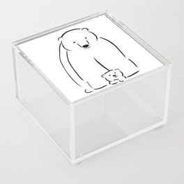 Mama and baby bear - line drawing Acrylic Box