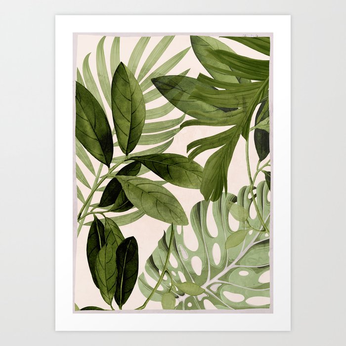 Abstract Art Tropical Leaves 100 Art Print