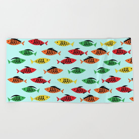 fish pattern Beach Towel
