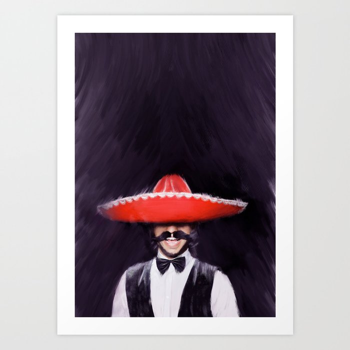 usund Nord Vest bruser Portrait of a man, Spanish Man, Sombrero, Red and Black, Man Art Art Print  by Tai Prints | Society6
