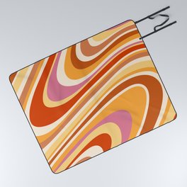 Liquid Swirl Groovy Ripple Retro 60s & 70s Pattern Picnic Blanket