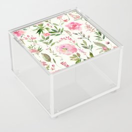 English Pink Flower Garden Acrylic Box
