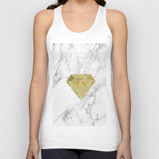 Gold diamond on marble Unisex Tank Top