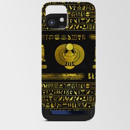 Ancient Egyptian Scarab Gold Obsidian iPhone Card Case