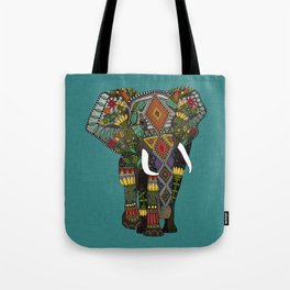 floral elephant teal Tote Bag
