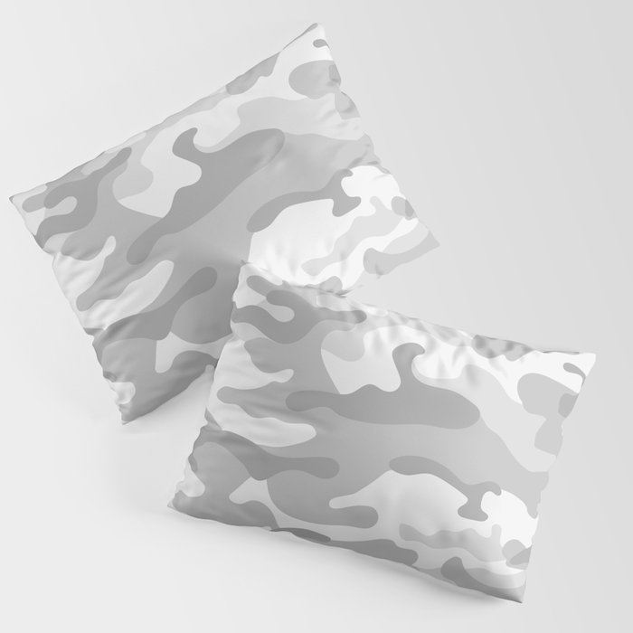 Camouflage Grey And White Pillow Sham