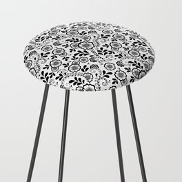 Black Eastern Floral Pattern  Counter Stool