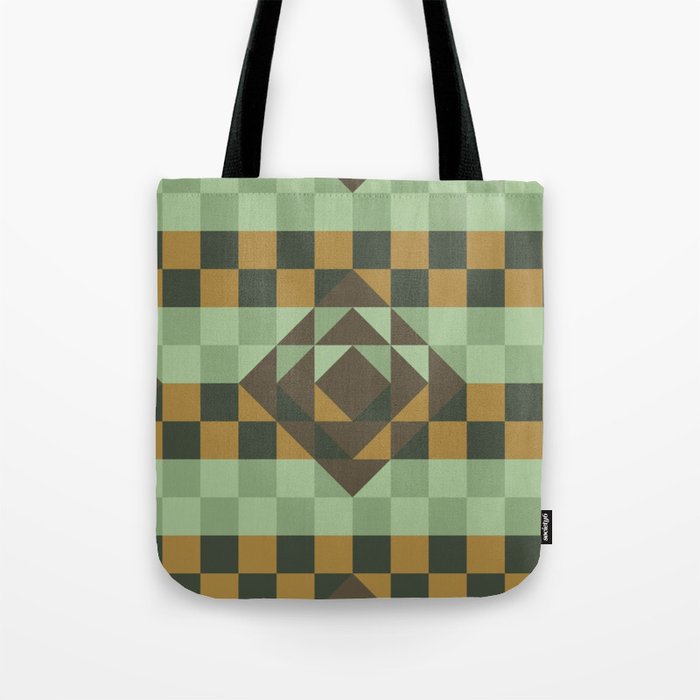 Sage green and brown gingham checked ornament Tote Bag