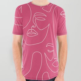 Faces In Pink All Over Graphic Tee