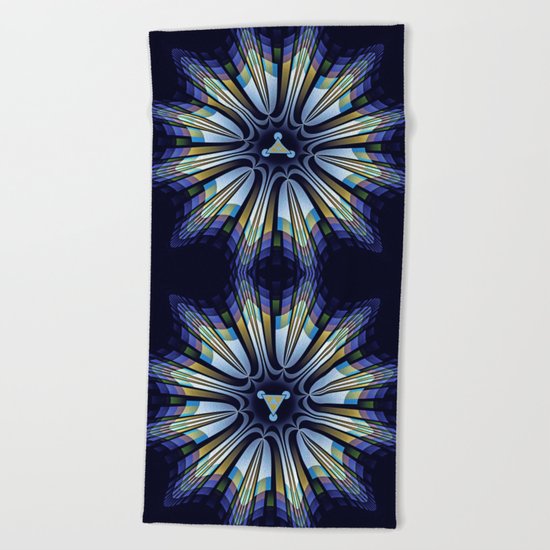 Retro design star in blue, gold, green and pink Beach Towel