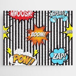 65 MCMLXV Cosplay Boom! Pow! Comicbook Speech Bubbles Striped Pattern Jigsaw Puzzle