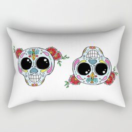 Sugar skull with flowers and bee Rectangular Pillow