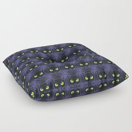 Modern Black Cats Periwinkle Outline Floor Pillow