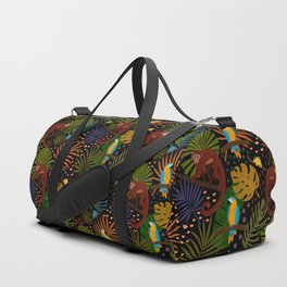 Jungle Fun With Monkeys, Macaws and colorful Dart Frogs Duffle Bag