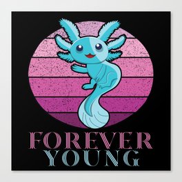 Retro Young Axolotl Fish Cartoon Cute Axolotl Canvas Print