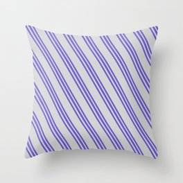 [ Thumbnail: Slate Blue and Light Gray Colored Lined Pattern Throw Pillow ]