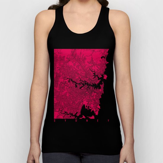 Sydney map raspberry Unisex Tank Top