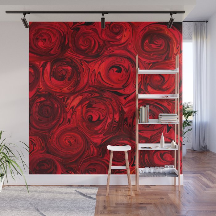 Red Apple Roses Abstract Wall Mural By Abstractcolor Society6
