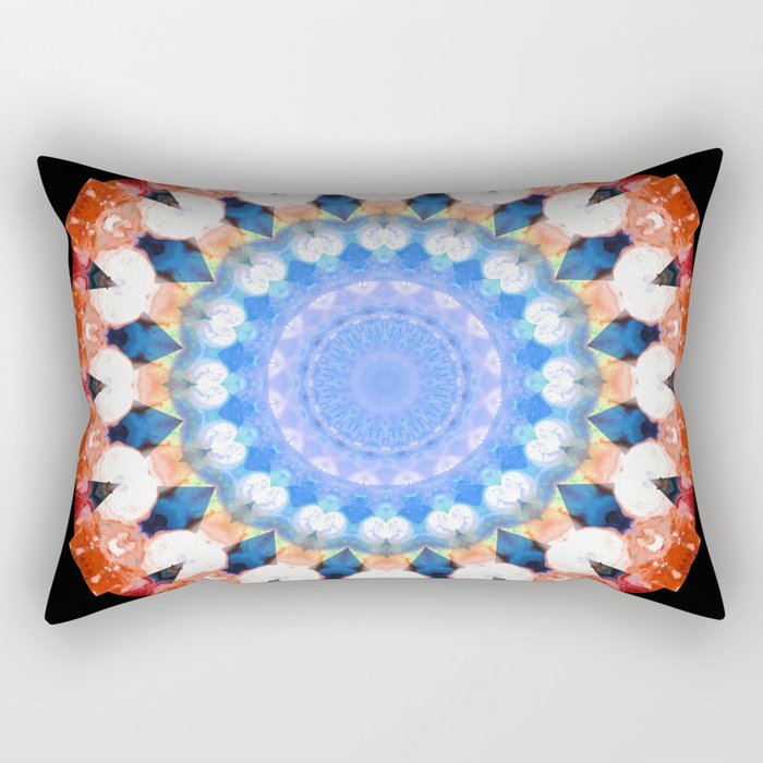 Colorful Blue And Red Art - Ruby Crown Mandala Rectangular Pillow