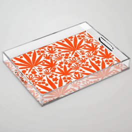 Modern Botanical Cannabis And Flowers Bold Red Acrylic Tray