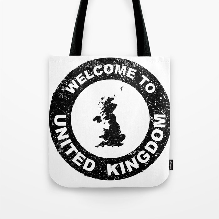 Rubber Ink Stamp Welcome To United KIngdom Tote Bag