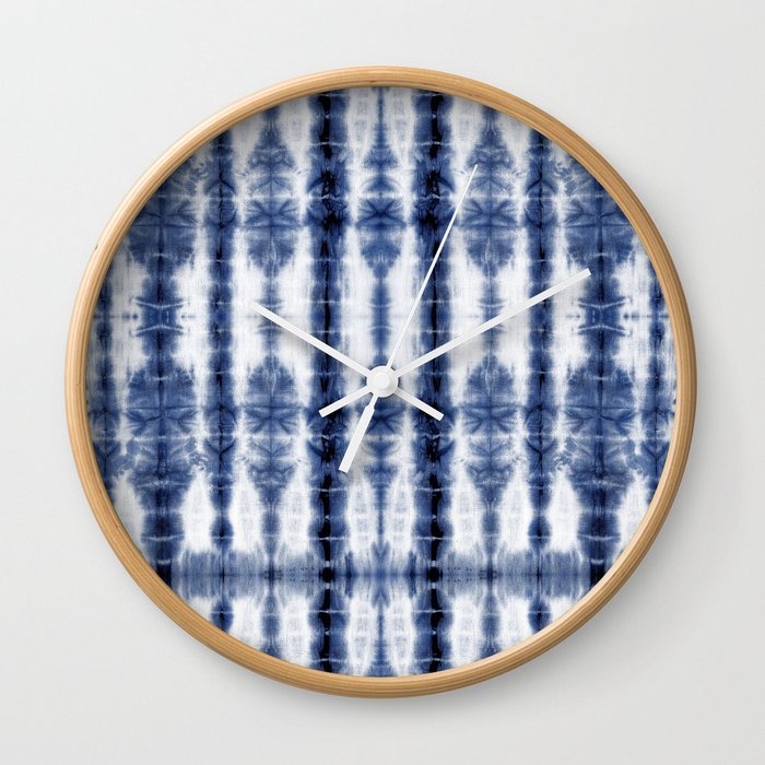 Tiki Shibori Blue Wall Clock