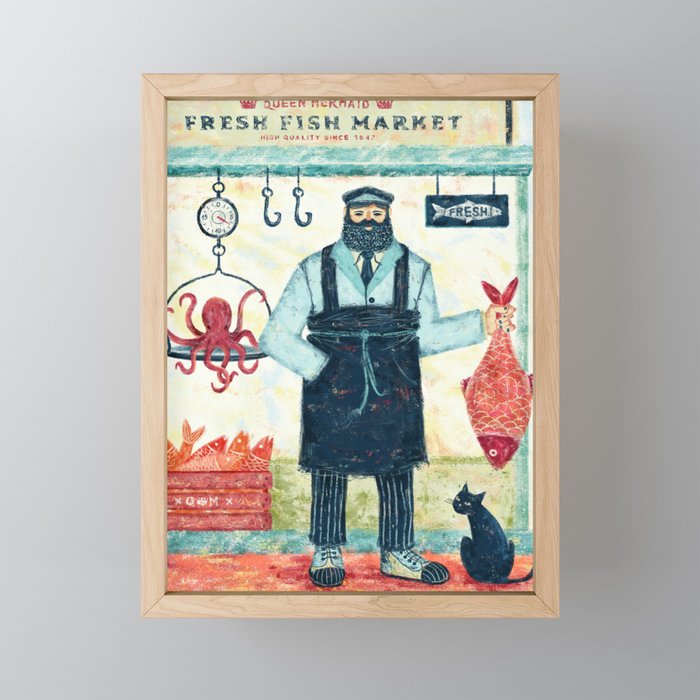 THE FISH MARKET Framed Mini Art Print