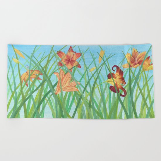 Lilly Garden Beach Towel