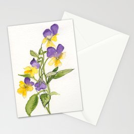 Johnny Jump Ups, Viola Flowers Stationery Card