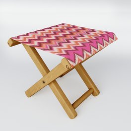 8-Bit Ikat Pattern – Pink & Maroon Folding Stool