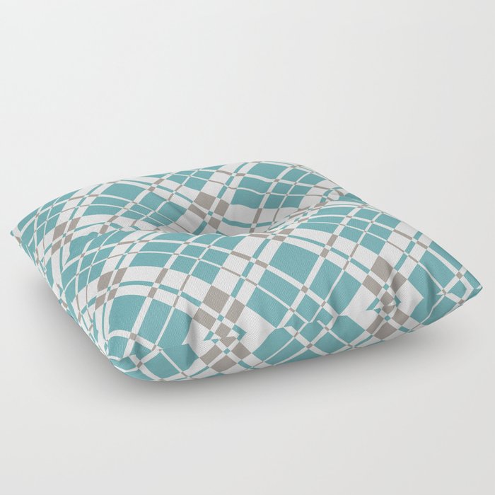 Cyan blue gingham checked Floor Pillow