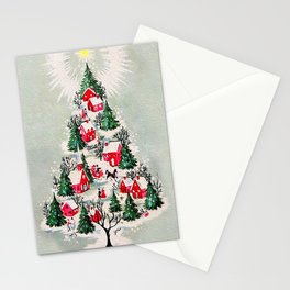 Vintage Christmas Tree Village Stationery Card