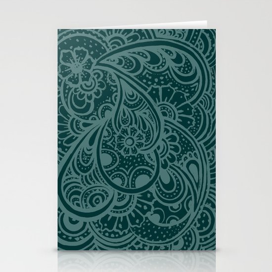 Teal Paisley Stationery Cards