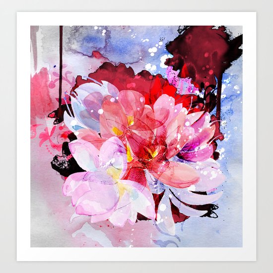 Beautiful flowers bouquet. Watercolor illustration Art Print