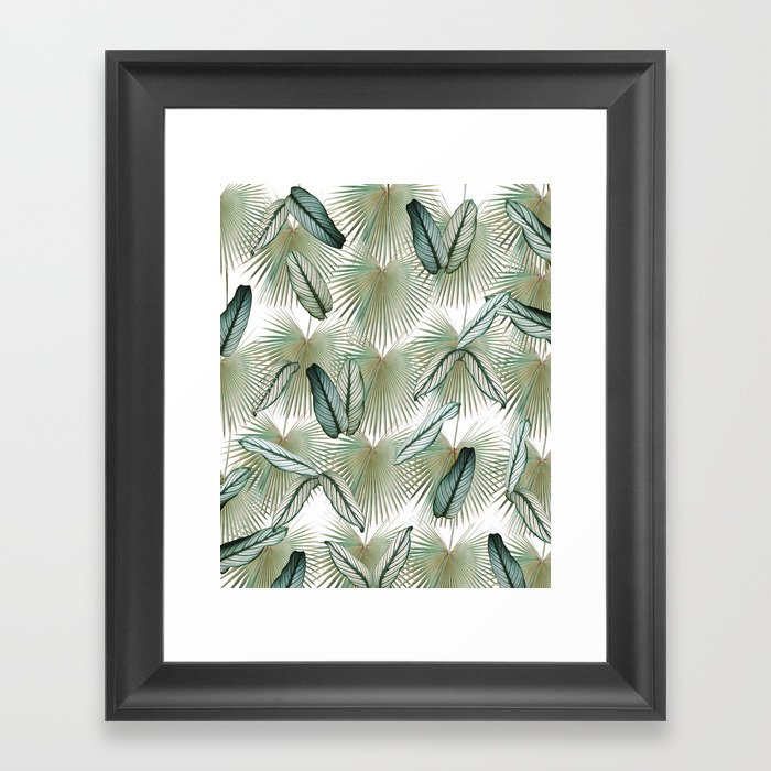 Calathea Fan Palm Leaves Jungle #2 #tropical #decor #art #society6 Framed Art Print