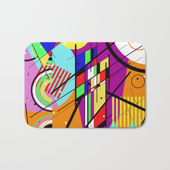 Crazy Retro 2 - Abstract, geometric, random collage Bath Mat