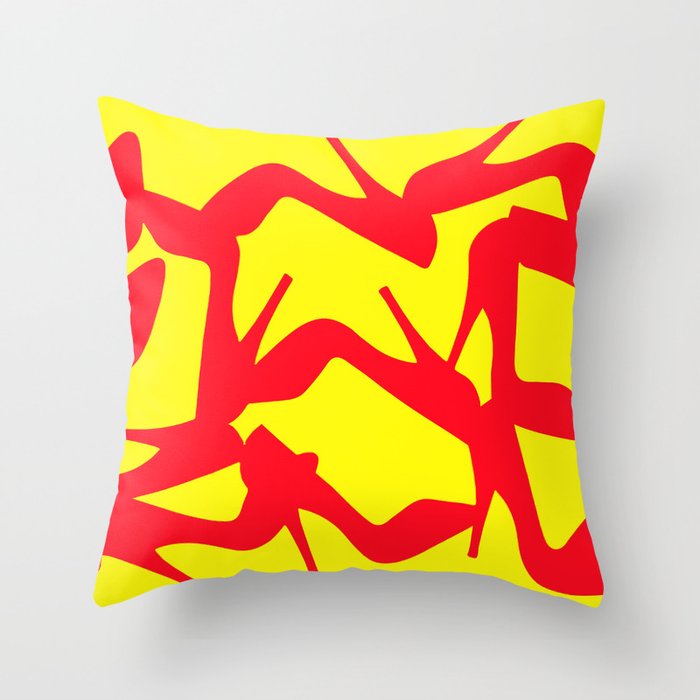 Shoe Fetish (Version 2) in Red and Yellow by Bruce Gray Throw Pillow