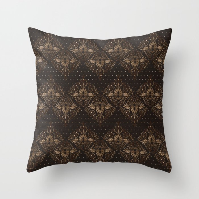 Persian Oriental pattern wood and gold Throw Pillow