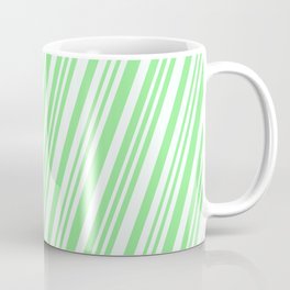 [ Thumbnail: Mint Cream & Light Green Colored Striped Pattern Coffee Mug ]